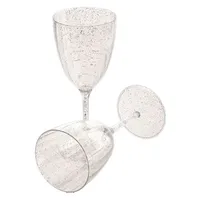 8 גביעי יין על רגל מהודרים נצנץ כסף-גדולים 7oz כשל
