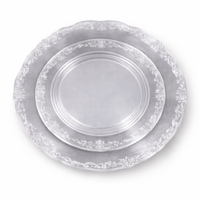 סט צלחות מהודר 16 יח' וינטאג' שקוף