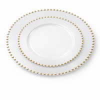 סט צלחות מהודר 16 יח' לבן פנינים זהב