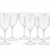 8 גביעי יין על רגל מהודרים שקוף-קטנים 100 מ