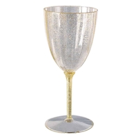 8 גביעי יין על רגל מהודרים נצנץ זהב-גדולים 7oz כשל