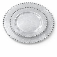 סט צלחות מהודר 16 יח' נצנץ כסף פנינים כסף