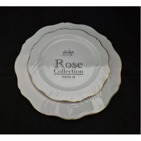 סט צלחות rose לבן זהב 16 יחידות
