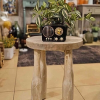 שרפרף/שולחן צד עץ מולבן