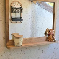 מראת מדף עץ