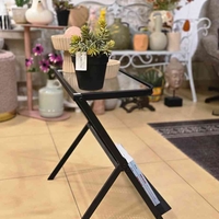 שולחן צד ברזל וזכוכית