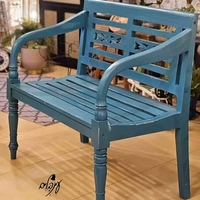 ספסל עץ מהגוני תכלת גדול