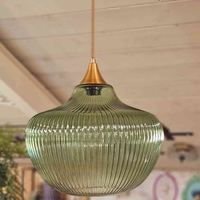 מנורת זכוכית רלי פסים ירוק