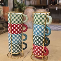 סט רביעיית כוסות קפה מנוקד