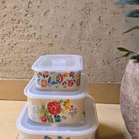 סט שלישיית כלי איחסון פרחוניים