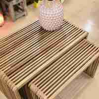 שולחן סלון / שרפרף פסים