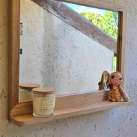 מראת מדף עץ