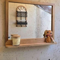 מראת מדף עץ