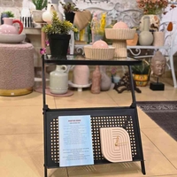 שולחן צד ברזל וזכוכית