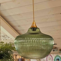 מנורת זכוכית רלי פסים ירוק