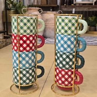 סט רביעיית כוסות קפה מנוקד