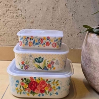סט שלישיית כלי איחסון פרחוניים