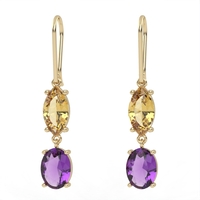 Earrings made of gold inlaid with amethyst citrine stones model EAG15