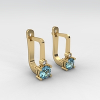 Earrings made of 14k gold set with Blue Topaz Suisse stones and diamonds model EAG36