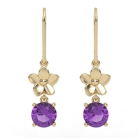 Earrings made of gold inlaid with amethyst stones model EAG13