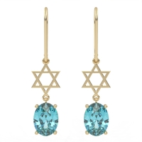 Earrings made of gold inlaid with Swiss blue topaz stones, model EAG18