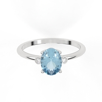 14K gold ring set with Blue Topaz Suisse and natural diamonds Model GSR1