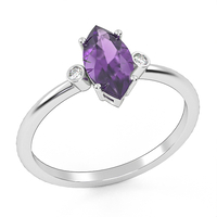 Buy 14 carat gold ring set with amethyst and natural diamonds model GSR