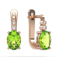 Gold earrings set with Peridot stones and  diamonds model EAD7
