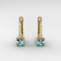 Earrings made of 14k gold set with Blue Topaz Suisse stones and diamonds model EAG36