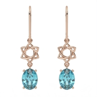 Gold earrings set with Blue Topaz Suisse stones Model EAG26.