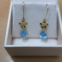 Gold earrings set with Blue Topaz Suisse stones Model EAG16
