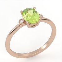 14K gold ring set with peridot and natural diamonds Model GSR3