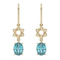Gold earrings set with Blue Topaz Suisse stones Model EAG26.