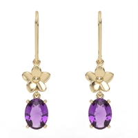 Gold earrings set with Amitist stones Model EAG17