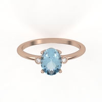 14K gold ring set with Blue Topaz Suisse and natural diamonds Model GSR1