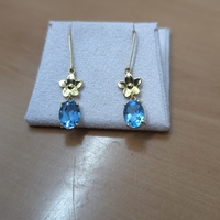 Gold earrings set with Blue Topaz Suisse stones Model EAG16
