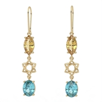 Gold earrings set with Citrine and Blue Topaz Suisse Model EAG27