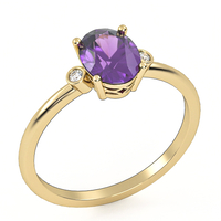 14K gold ring set with amethyst and natural diamonds Model GSR2