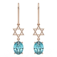 Earrings made of gold inlaid with Swiss blue topaz stones, model EAG18