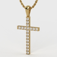 Diamonds pendant, gold cross, gold pendant, present, lab diamonds, DP28