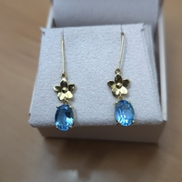 Gold earrings set with Blue Topaz Suisse stones Model EAG16