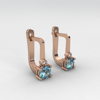 Earrings made of 14k gold set with Blue Topaz Suisse stones and diamonds model EAG36