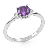 14k gold ring Embedded with Amethyst and Natural Diamonds Model GSR5