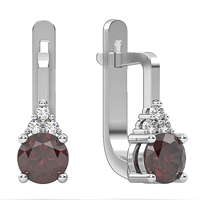 Earrings made of 14k gold set with garnets and diamonds Model EAG35