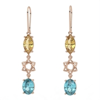 Gold earrings set with Citrine and Blue Topaz Suisse Model EAG27