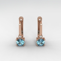 Earrings made of 14k gold set with Blue Topaz Suisse stones and diamonds model EAG36