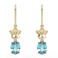 Gold earrings set with Blue Topaz Suisse stones Model EAG16