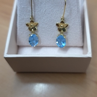 Gold earrings set with Blue Topaz Suisse stones Model EAG16