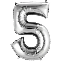 בלון הליום סיפרה 5 בצבע כסף גודל ״34 אינצ