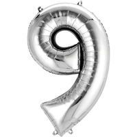 בלון הליום סיפרה 9 בצבע כסף גודל ״34 אינצ